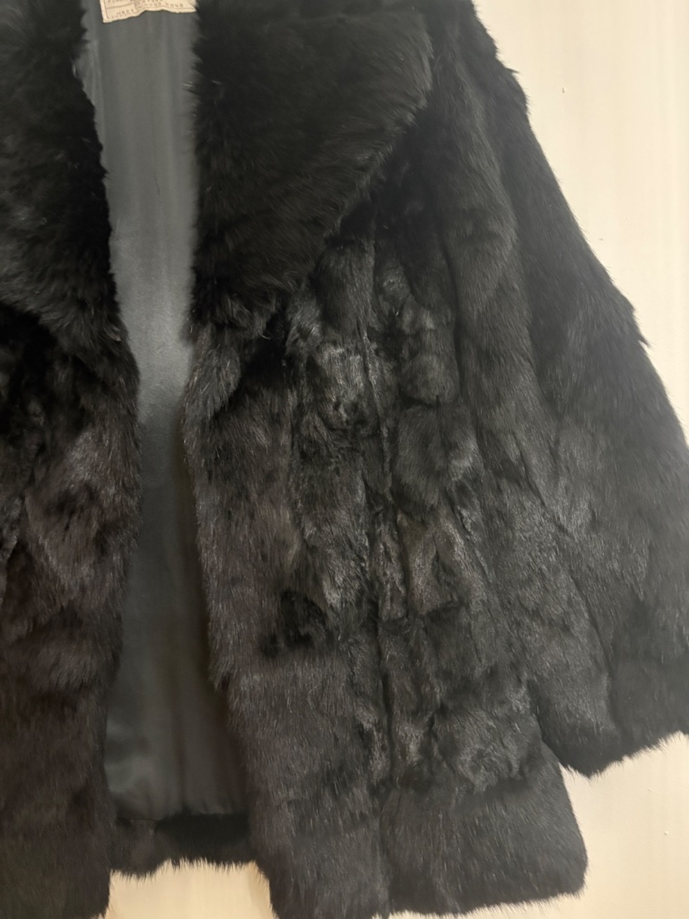 VINTAGE 1980s DINO RICCO Genuine Rabbit Fur Coat, Black Size S - Picture 14 of 17